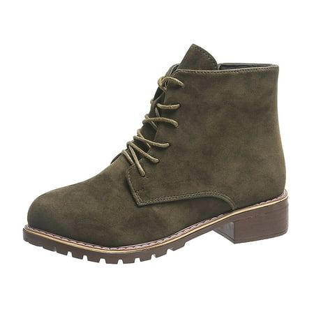 

Larisalt Snow Boots For Women Women s Cleated Chunky Platform Ankle Boots in Round Toe Lug Sole Green