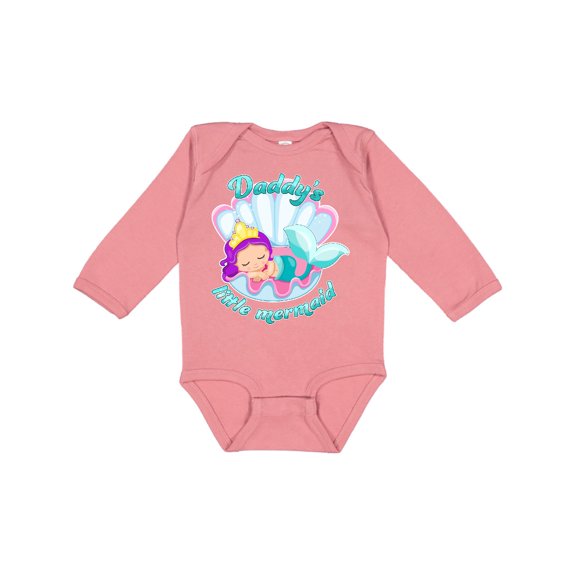 Inktastic Daddy's Little Mermaid Girls Long Sleeve Baby Bodysuit