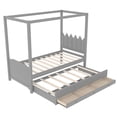 thumbnail image 5 of Mintazer Twin Princess Canopy Bed with Trundle & 3 Drawers, Wood Platform Bed for Kids Teens Girls, Gray, 5 of 17