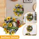 thumbnail image 5 of Corona De Camión Verde Girasol Girasol artificial de 35 cm, coronas de primavera, regalo de vacaciones redondo para puerta, pared, jardín Hugtrwg Libre de BPA, 5 of 9
