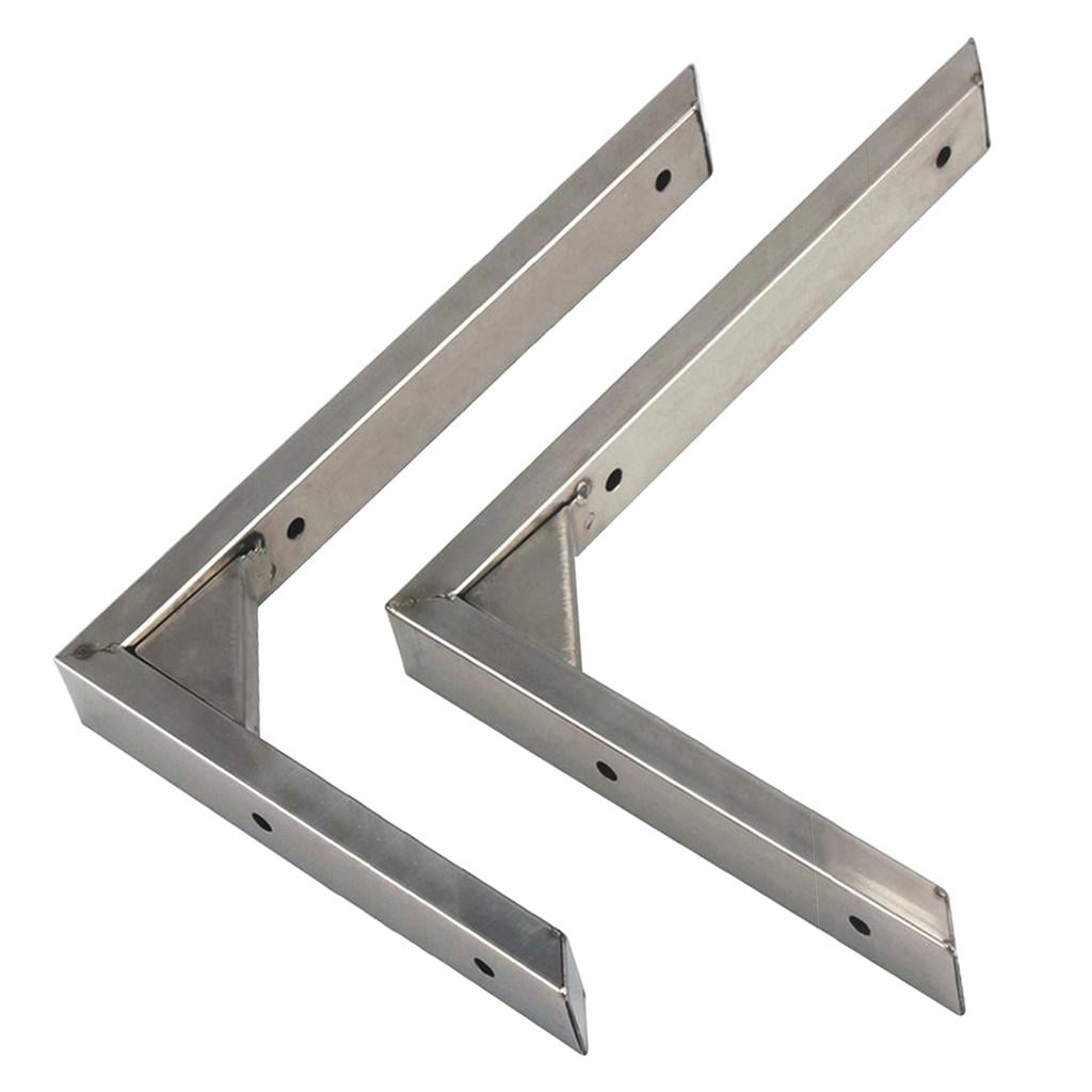 2 Pcs L-Shaped Wall Hanging Shelve Stainless Finishing Folding Shelf Brackets For Bedroom, Bathroom, Living Room, Kitchen 12 inch