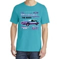 thumbnail image 2 of Wild Bobby, Ford Mustang GT The Boss Retro Neon Vintage, Cars and Trucks, Garment-Dyed Washed Look Short Sleeve Tees, Blue Lagoon, Small, 2 of 3