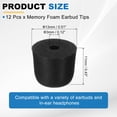 thumbnail image 2 of Memory Foam Earbud Tips (3mm/0.12"), 12Pack - Large Ear Bud Replacement Tips Noise Isolation, Ultimate Comfort Secure Fit Buds for Earphones Earplugs, Black, 2 of 6
