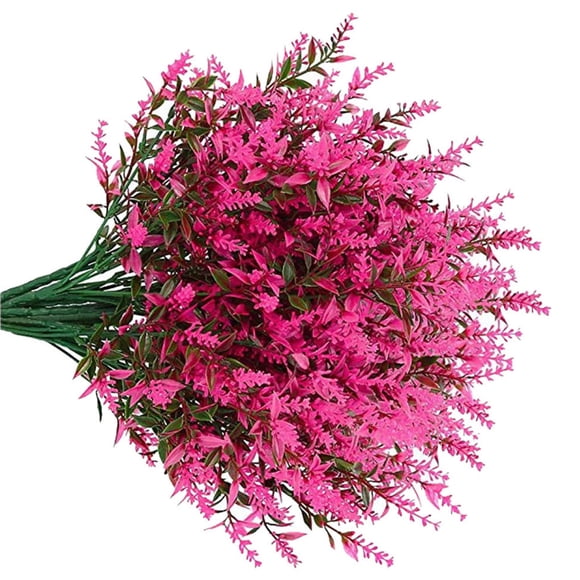 8pcs Lavande Artificielle 5 Branches Branches en Plastique Fausse Fleur ; Mariage Faux Bouquet Simulation de Mariage Fleur, Rosse