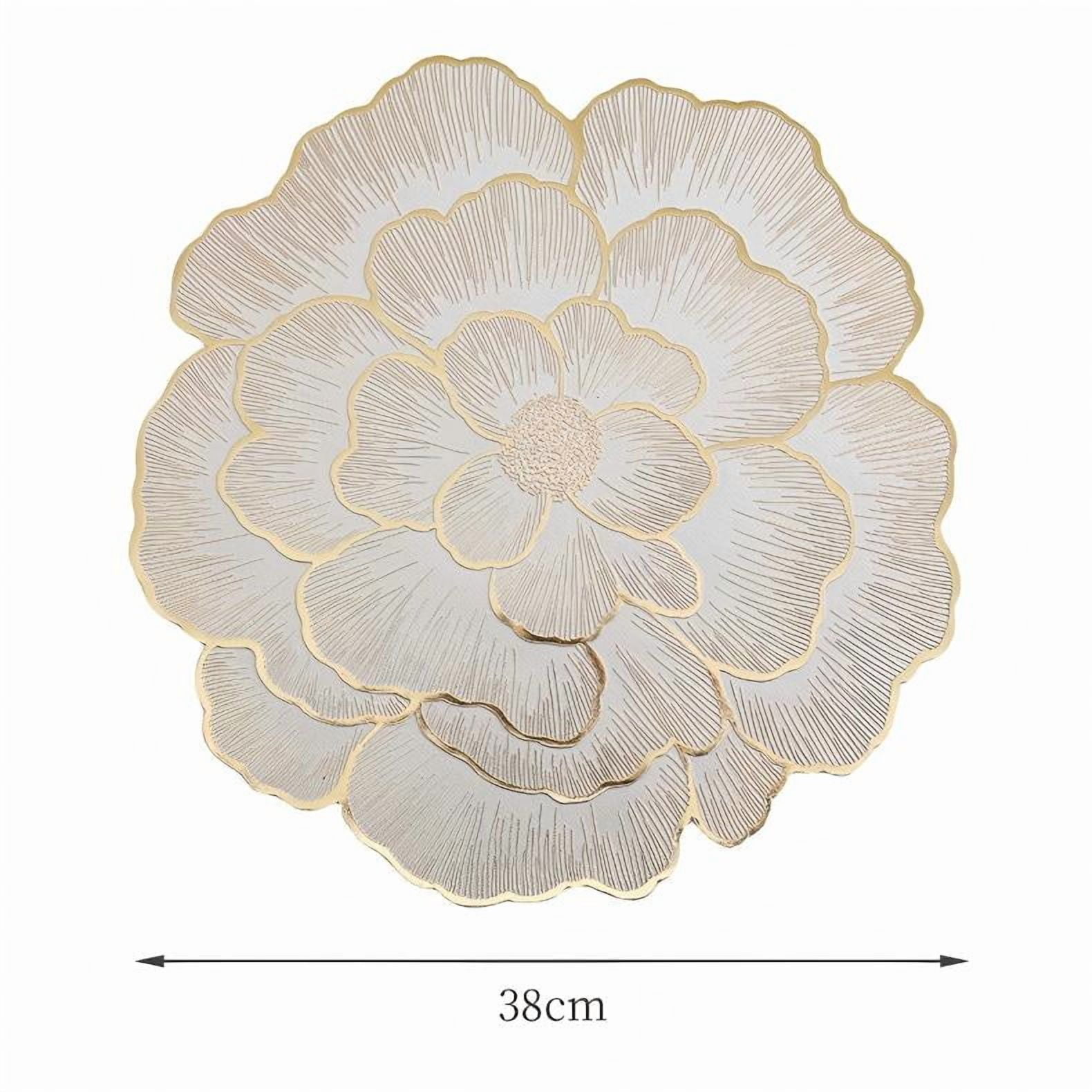 Sinkoo Placemats Set of 8, 15" Round Placemats Gold Metallic Rose Kitchen Table Centerpiece, Vinyl Placemats, Table Place Mats for Dining Table Decor