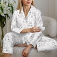 thumbnail image 4 of Goofa Heart Rabbit Printed Women’s 2 Piece Pajama Set Super,Pajamas Women's Long Sleeve Sleepwear Soft Button Down Loungewear Pjs Lounge Set Nightwear-Medium, 4 of 9