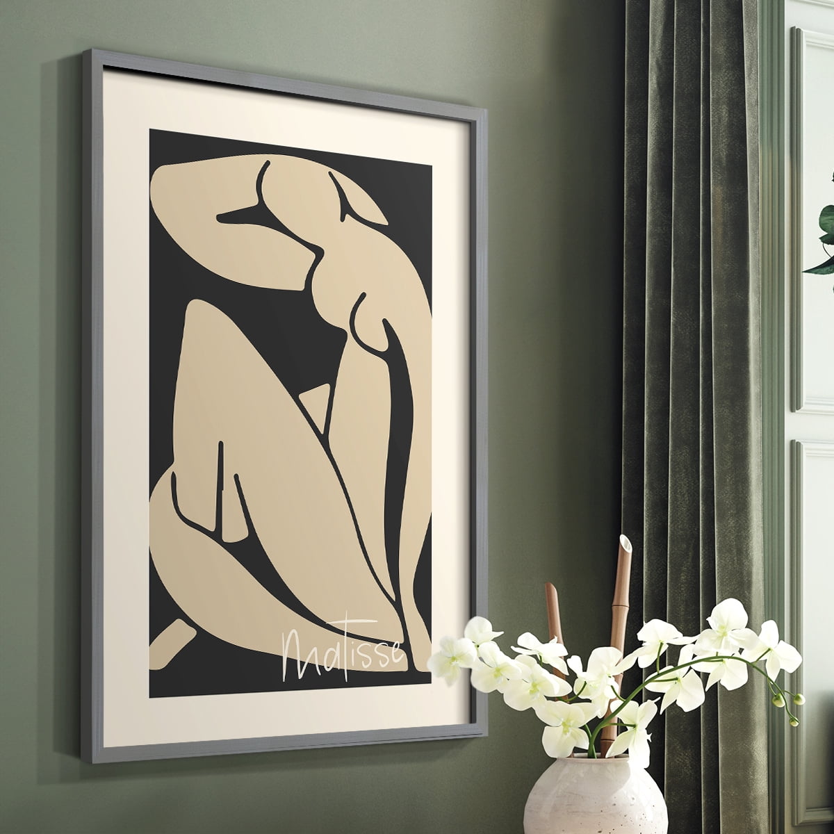 Matisse CCCVI in Gray Solid Wood 22 x 28 Framed Print