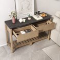 thumbnail image 3 of Vivvoo Marble Top Console Table with Drawers for Bedroom Entryway, 47 inch Tobacco Wood, 3 of 18