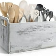 thumbnail image 1 of Birdeem Wooden Utensil Organizer for Kitchen Countertop,3 Compartment Cooking Tool Holder,Countertop Storage Rack for Spatulas & Spoons,White Wooden Kitchen Counter Organizer with Removable Divider, 1 of 7