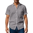 thumbnail image 6 of REZUOFI Mens Linen Short Sleeve Lapel T Shirt Solid Pocket Breathable Casual Loose for Summer Sports Daily, 6 of 8