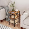 thumbnail image 5 of Side Table with Charging Station and USB Port, Small End Table for Small Space, 3-Tier Nightstand with Adjustable Shelf, for Living Room, Bedroom and Balcony, Rustic Brown BF112BZ01, 5 of 9