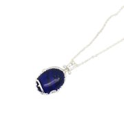 KATGI Fashion White Gold Plated Gorgeous Blue Gem Pendant Necklace