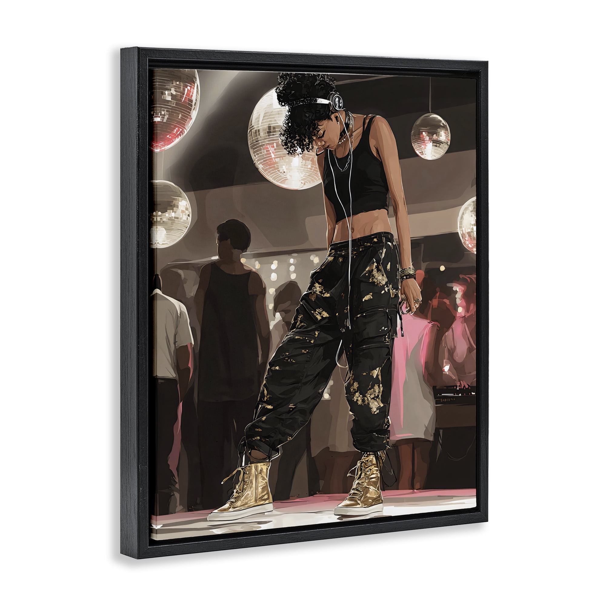 Stupell Industries Silent Disco Lone Dancer Black Framed Floater Canvas Wall Art, design by Franklyn Gregory
