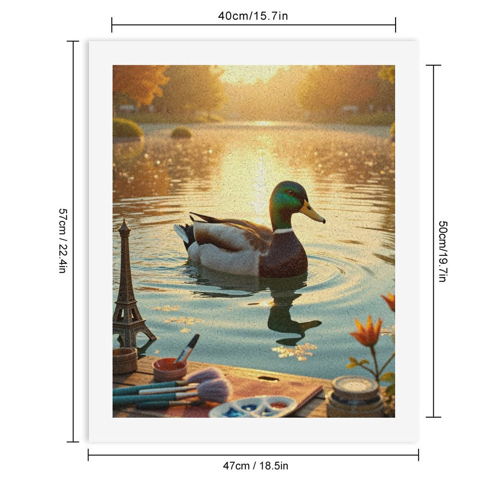 Paint By Numbers Kit for Adults Beginner - Duck Sunset Lake Art Supplies DIY Canvas Painting Kits for Adults, Frameless Paint By Number for Adults for Home Wall Decor 16x20 Inch
