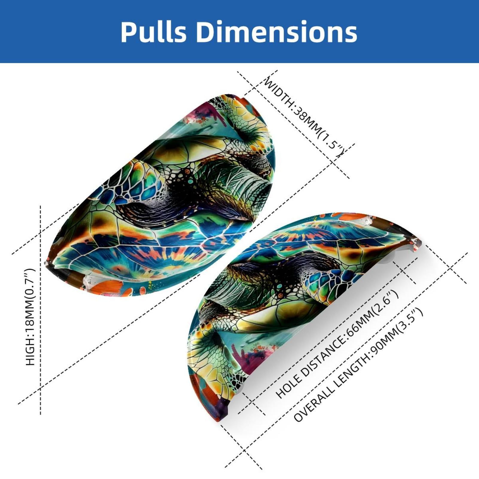 PhooArto 6 Pcs Cup Drawer Pulls, Sea Turtle Art Painting Shell Shape Handles Cabinet Knobs for Dresser Cupboard Closet Wardrobe with Screws