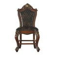 thumbnail image 2 of Leatherette Padded Counter Height Chair with Carvings Set of 2 Brown - Saltoro Sherpi, 2 of 6