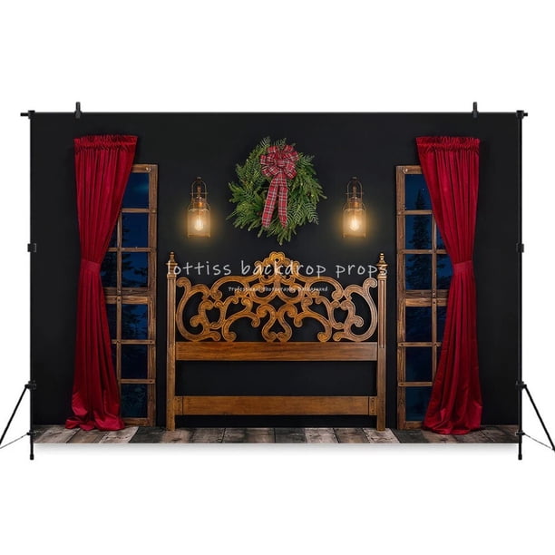 Fondos de cabecero de Corona de Navidad, accesorios de fotografía para niños y adultos, decoraciones para sesión fotográfica de bebé, pared de ladrillo de Navidad, fondo de cama
