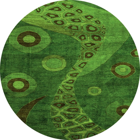 Ahgly Company Indoor Round Oriental Green Modern Area Rugs, 6' Round