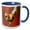 Blue/White, variant on 3drose, Rooster, Red Background, 11oz Magic Transforming Mug