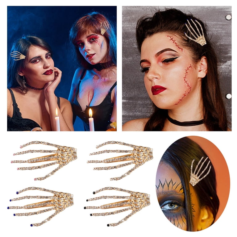 Skeleton Hand Hair Clip Set of 2 for Halloween Hair  display picture 2