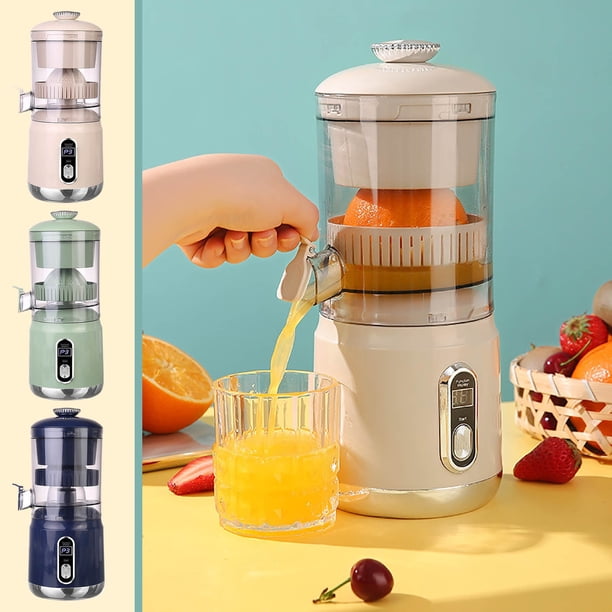 Exprimidor eléctrico de naranjas | Máquina de jugo de cítricos portátil inalámbrica | Batería recargable de 1300 mAh | Panel LCD | Capacidad de 600 ml | Antideslizante | Amasado con un solo botón |