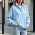 thumbnail image 6 of Womens Knit Mock Neck Sweater Solid Color Loose Fit Long Sleeve Button Up Pullover Tops for Fall Winter, 6 of 7