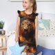 thumbnail image 4 of Fotbe Cool Fire Lion Vestido de Dormir para Niñas de 3 a 10 Años, Mangas Cortas, Estilo Princesa, Pijama Camisón con Mangas Voladas-Large, 4 of 6