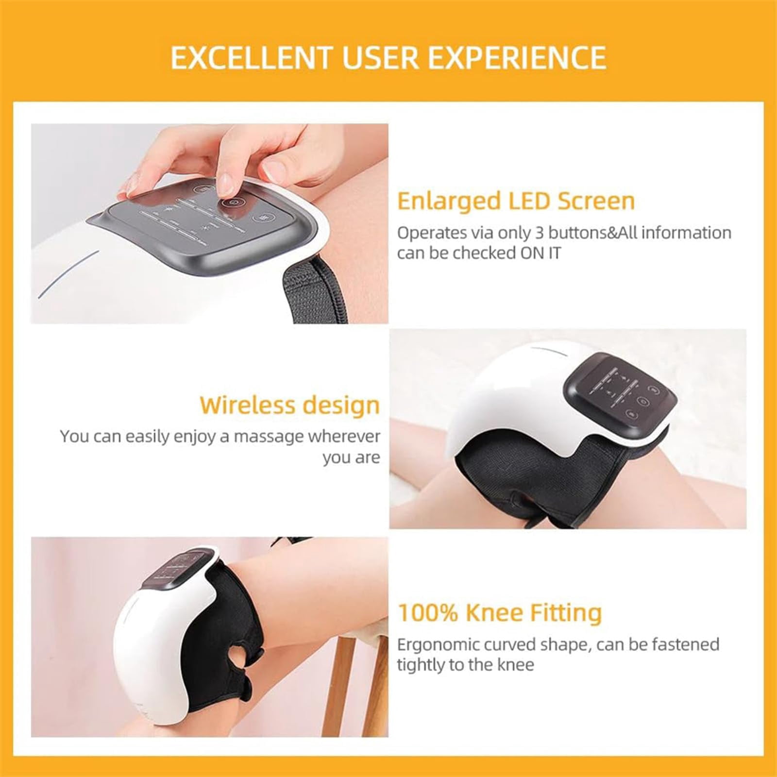 Upyogaa Knee Massager, 3-in-1 Knee Massager, Deep Heating, Light and Vibration Massage, Knees Massagers with Heat and Red Light, Relax Your Knees