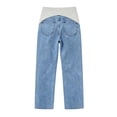 thumbnail image 4 of YUANxueke Maternity Jeans for Women Straight Wide Leg Pregnancy Denim Pants Over The Belly Stretchy Jeans,Light Blue,XXL, 4 of 6