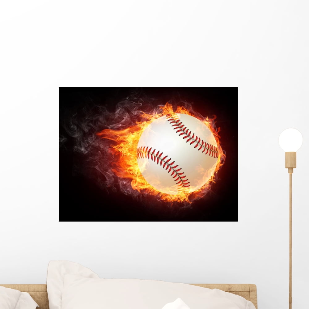 Baseball Ball Wall Mural by Wallmonkeys Peel and Stick Graphic (18 in W