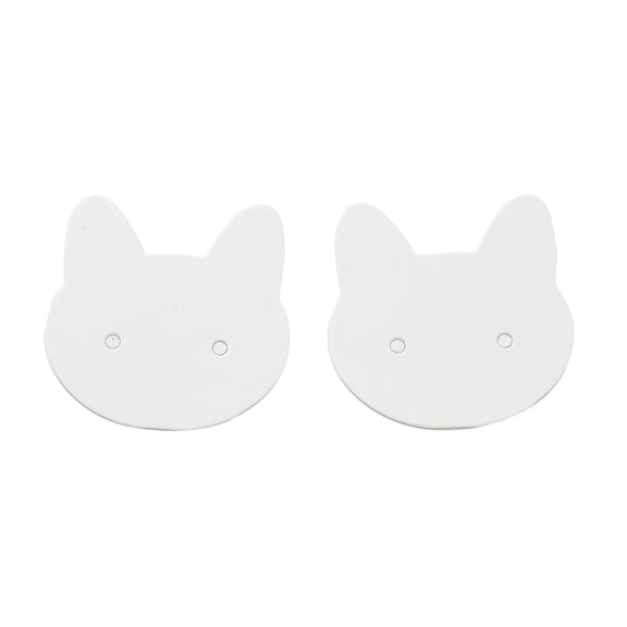 100pcs Cat Shaped Paper Earring Display Cards White 3.5x3.5x0.03cm Hole: 2mm about 100pcs/set