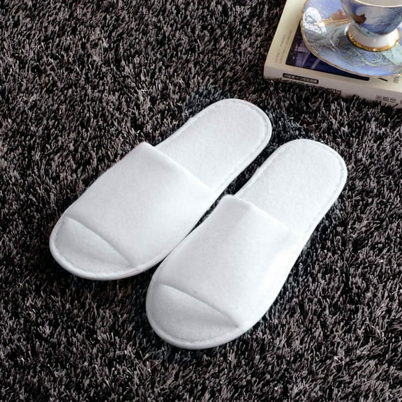 harmtty Fashion Unisex Indoor Solid Color Non-Slip Open Toe Flat Shoes Hotel Slippers foot warmers for feet White