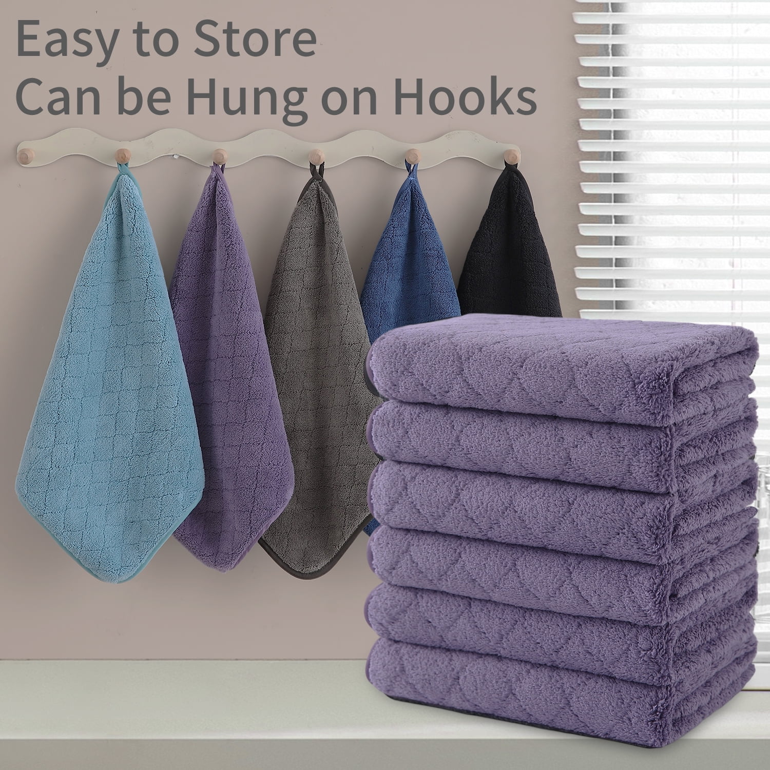 Jessy Home 24 Pack Dark Purple Washcloths for Bathroom 13x13 Inch Ultra Soft Hand Face Towels