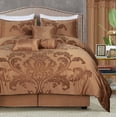 thumbnail image 2 of Chezmoi Collection Royal Luxury Jacquard Floral Comforter Set, California King, Copper, 7-Piece, 2 of 6