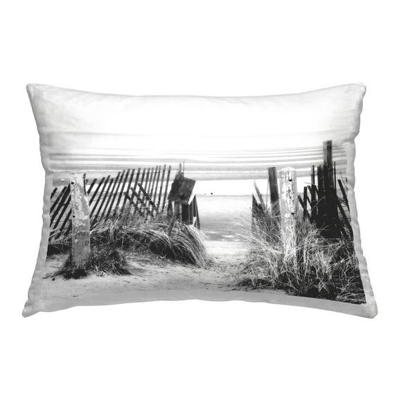 Stupell Industries Beach Fence with Reeds Decorative Printed Throw Pillow Design by GraffiTee Studios