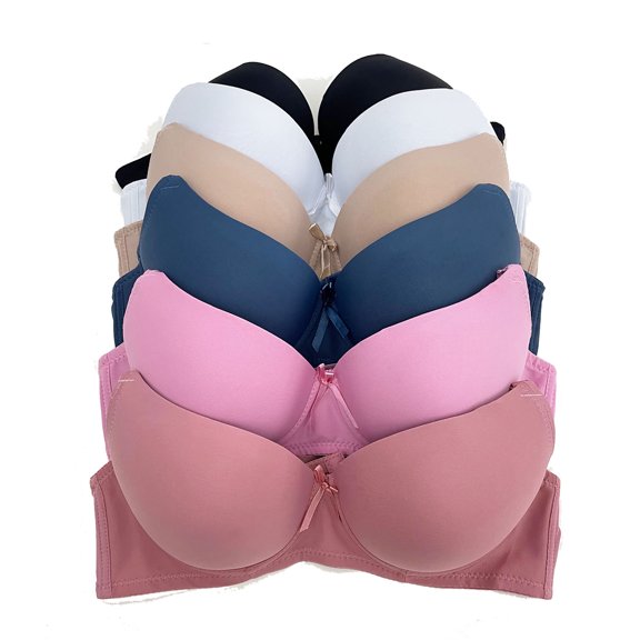 6 Pieces Plus Size Wired Full Cup Plain Gentle Push Up Bra D/DD 36D (468-54R5 6-54RE3)