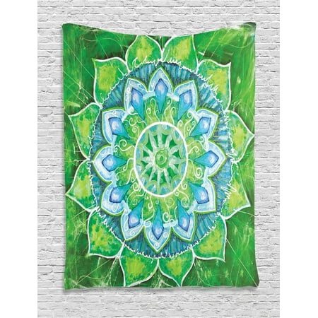 Bedroom Accessories Decor Mandala Decor Wall Hanging Tapestry, Grand Mandala With Leaf Forms Symbol Of Nature And Zen Green Decor Boho Style Print, Bedroom Living Room Dorm Accessories, By Ambesonne ()