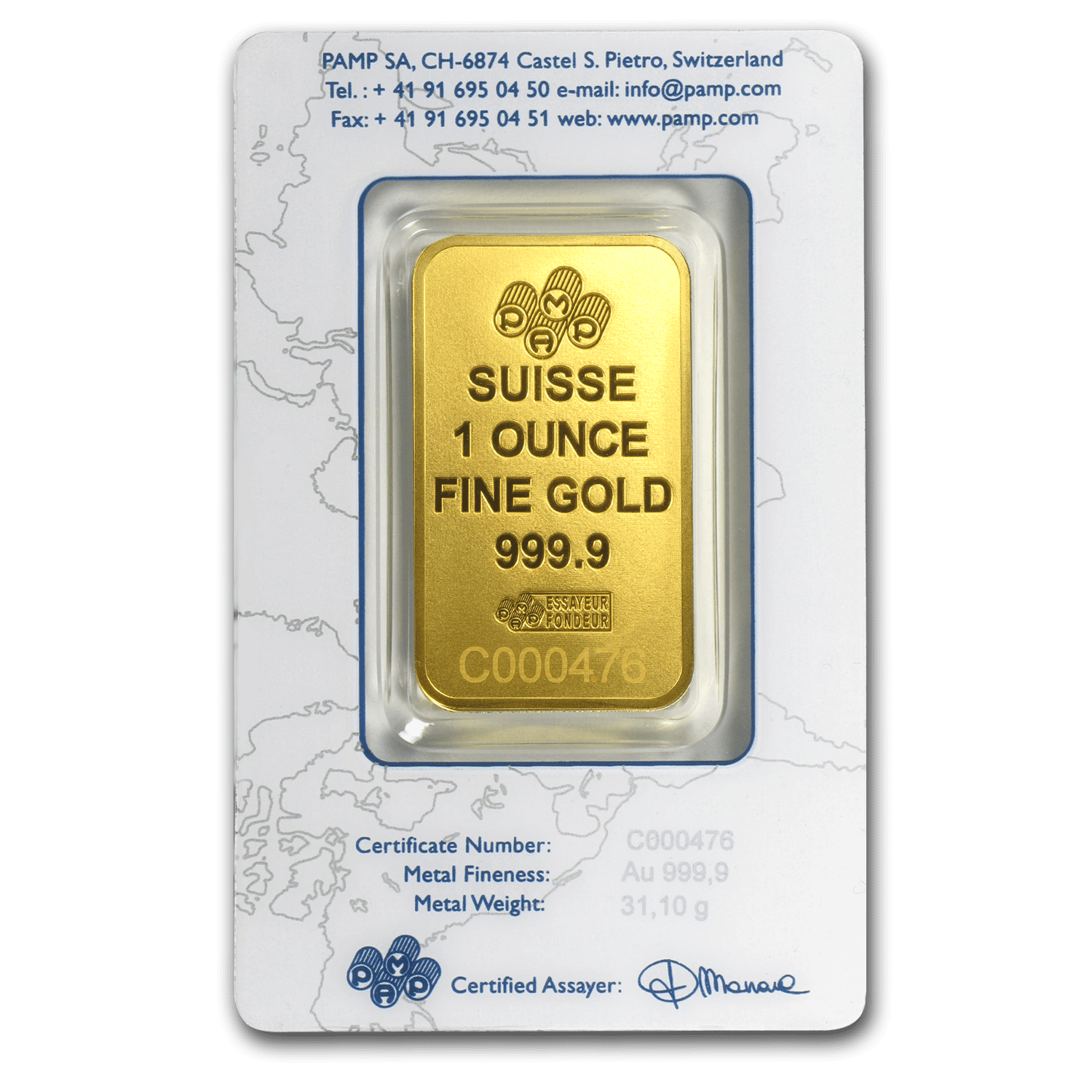 1 oz Pamp Suisse Gold Bar New Design In Assay .9999 Fine
