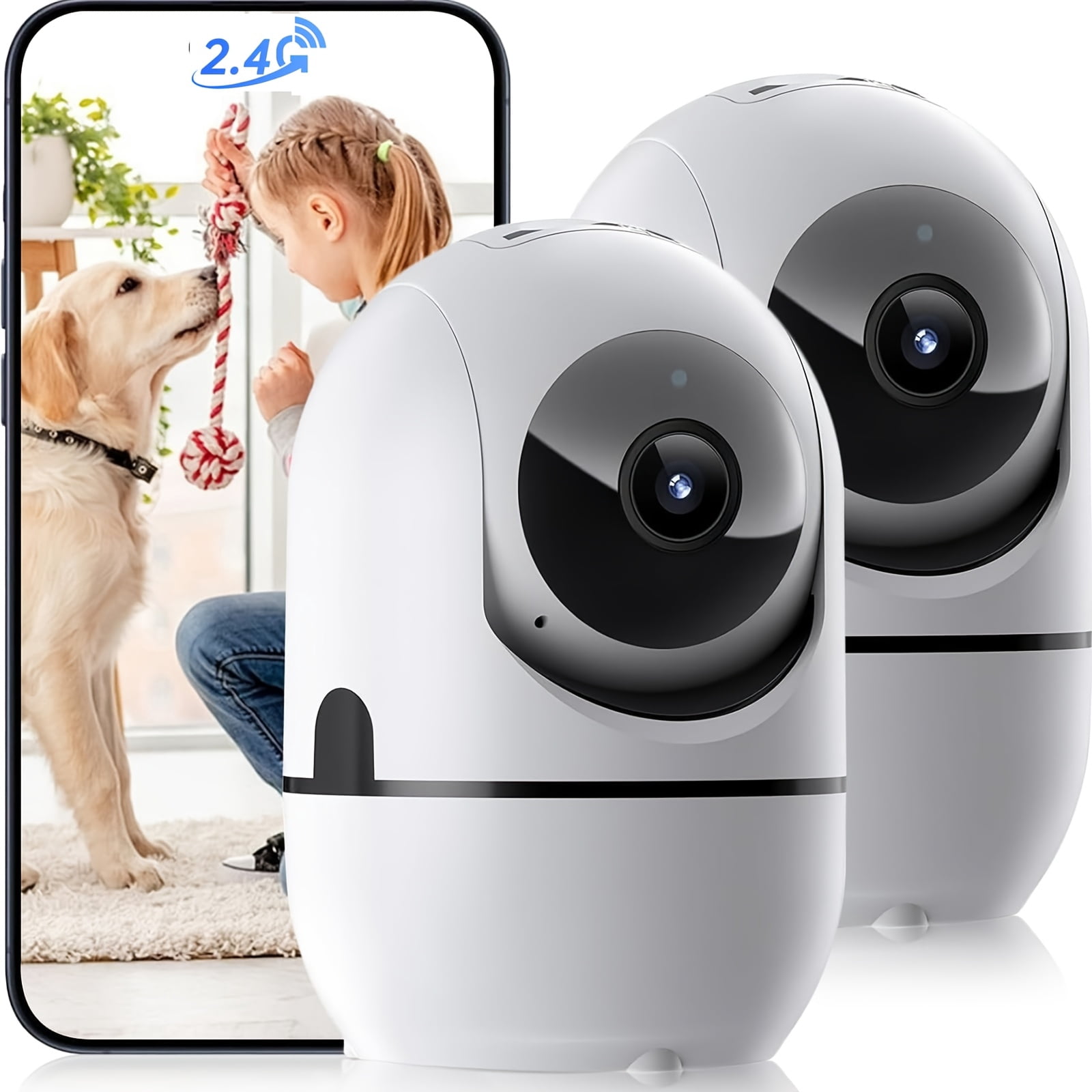 Wireless Indoor Security Camera 360° Pet Dog Baby Monitor with Motion Tracking, Two Way Audio, IR Night Vision, 5/2.4GHz WiFi, Alexa & Phone App Compatible