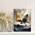 thumbnail image 2 of Qisvanset 12x16 Inch Framed Canvas Wall Art Majestic Whale And Sailboat Ocean Adventure Nautical Wall Art, 2 of 8