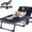 Noir avec Coussinet Bleu, variante sur Lilypelle Chaise Longue de Patio, Chaise Pliante Capacité 500 Lb, Chaise de Bronzage Portable et Réglable pour la Maison, le Jardin, la Plage, le Bureau, le Camping, Bain de Soleil