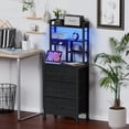 thumbnail image 3 of Mesa de noche alta Furnulem de 115 cm con 3 cajones y puertos USB con LED, 3 of 7