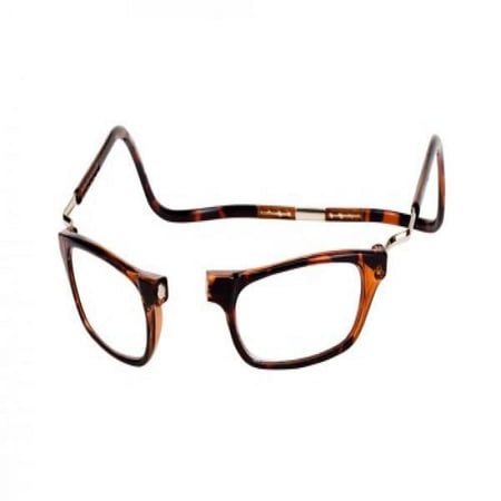 CliC Magnetic Closure Reading Glasses XXL with Adjustable Headband Tortoise 1.50