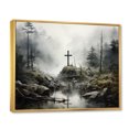 thumbnail image 2 of Designart "Religious Cross Transcendent beauty Forest" Spiritual Floater Framed Canvas Art Print, 2 of 7