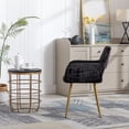 thumbnail image 5 of KCC Dining Chair Faux fur Side Chair Modern Padded Armchair Fluffy Accent Chair with Golden Metal Leg for Living Room Dining Room Bedroom, Black, 5 of 6
