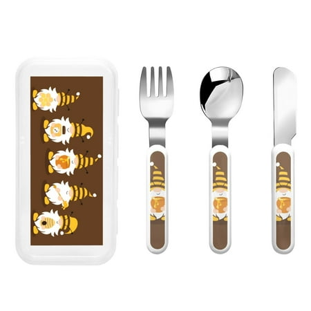 

Kdxio Gnomes With Honey Toddler Utensils Set - Kids Silverware Set Set Kids Utensils Set with Case for Preschooler Children