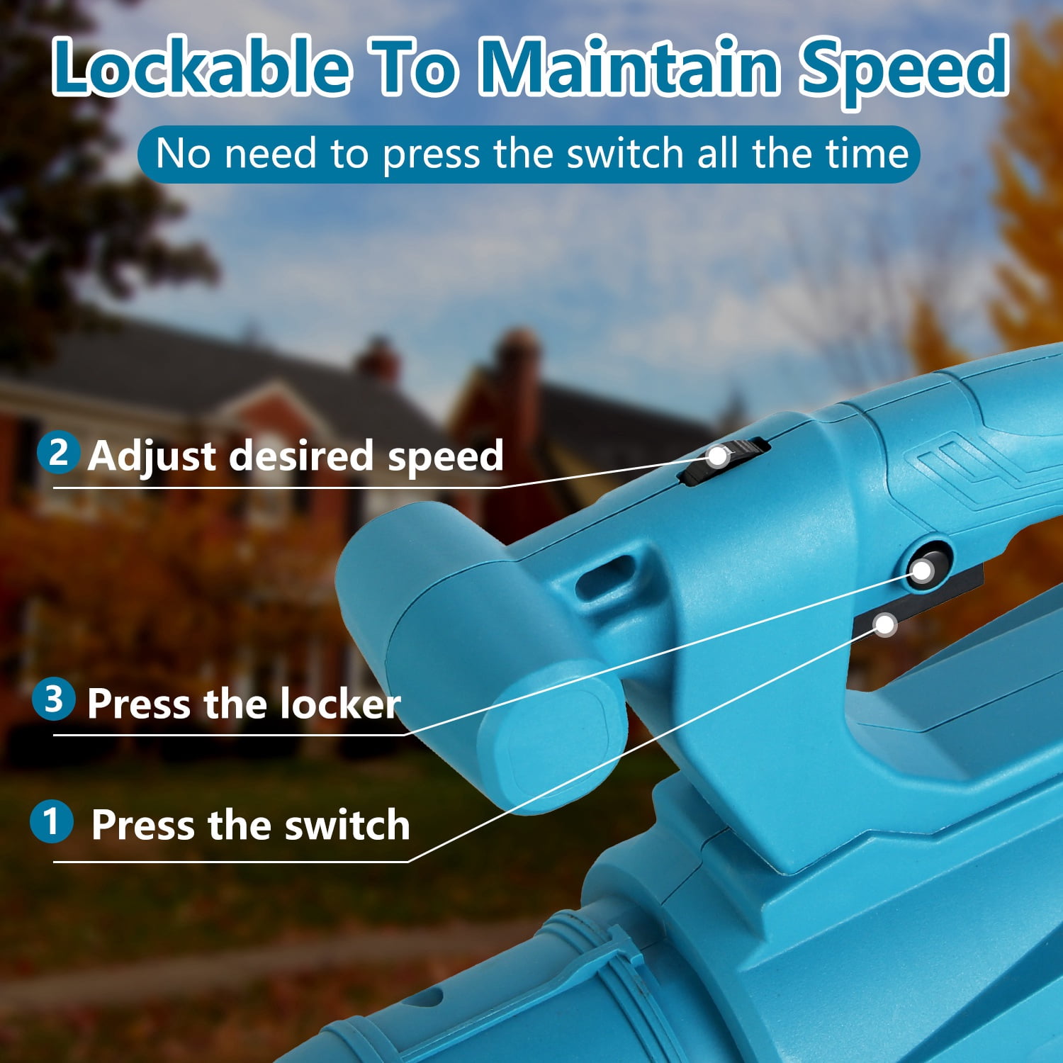 Leaf Blower Cordless with 2 21V Battery and Charger, 6 Speed Mode, Electric Lightweight Leaf Blowers for Lawn Care, Yard, Sidewalk and Snow Blowing, Non-Slip Hand Blower