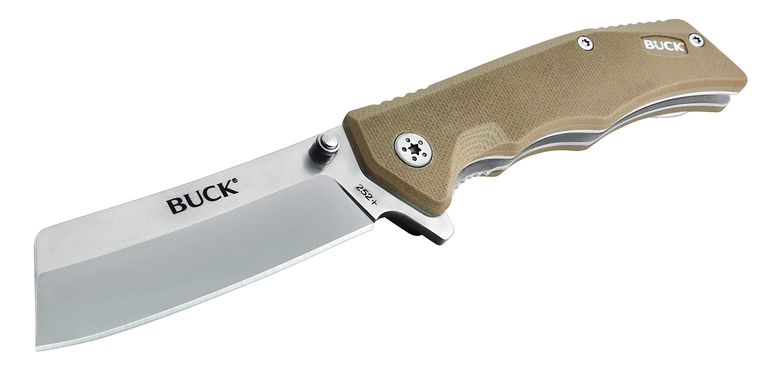 Buck Knives 252 Trunk Folding EDC Knife, 3-3/4” Pocket Knife Blade, Tan, 3.1 oz