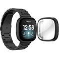 thumbnail image 1 of REQO Compatible with Fitbit Versa 4 / Sense 2 Bands, Stainless Steel Watch Band with TPU Case Breathable Protective Design for Men Women, 1 of 6