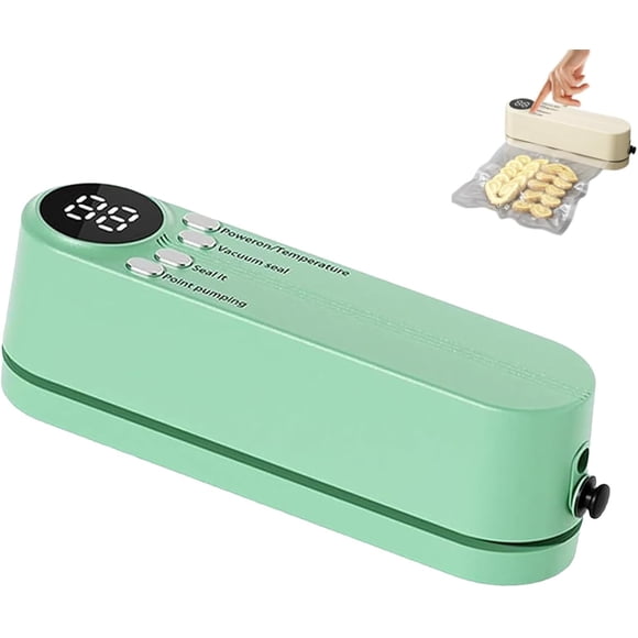 Easilyous Vacuum Sealer, Wireless Handheld 3-in-1 Cordless Food Sealer with 60kpa Suction, Rechargeable & Portable for Dry/Moist Food, Keep Your Food Fresh(Green)